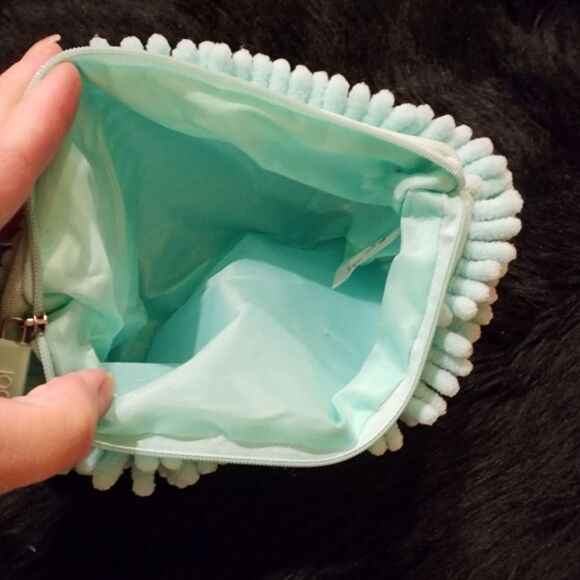 Plush Pocket Pencil Case/Makeup Case Mint Green/Sea Foam Green Color - Picture 5 of 8